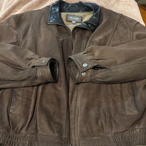 Wilsons Leather Brown Bomber Jacket with Black Collar